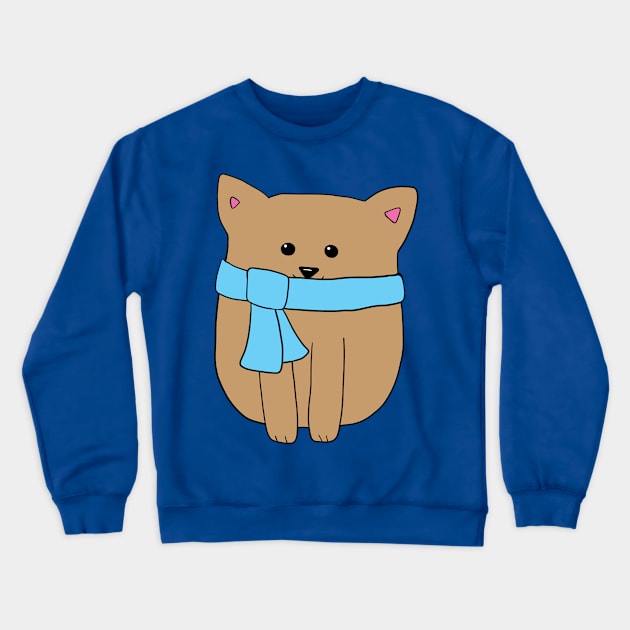 Kitty in Blue Scarf Crewneck Sweatshirt by alisadesigns